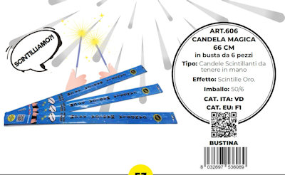 PETARDO SCINTILLE ORO CANDELINA MAGICA 60CM CONF.6PZ. ART.606