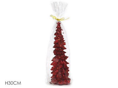 CANDELA SAGOMATA ALBERO DI NATALE CONICO CM.H.30 STILIZZATA ROSSA 433462 GENERAL