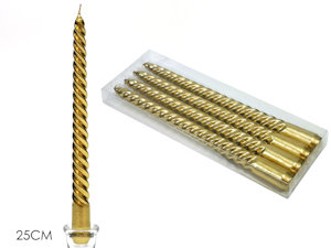 CANDELA CLASSICA TORCIGLIONE CM.25 ORO CONF. DA 4PZ 411662 GENERAL