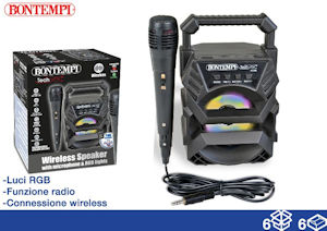 CASSA AMPLIFICATORE WIRELESS MINI SPEAKER CON MICOROFONO BONTEMPI EOLD.