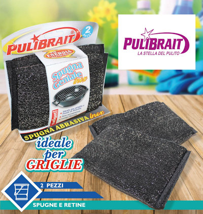 SPUGNA ABRASIVA ACCIAIO CONF.2PZ. PULIBRAIT FATIGATI