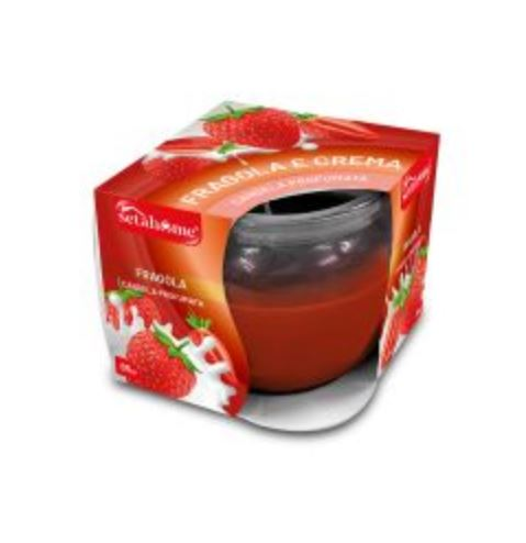 CANDELA PROFUMATA IN VASETTO DI VETRO 70GR. STRAWBERRY E CREMA SETABLU