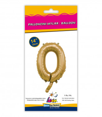 PALLONCINO MYLAR  cm.36 NUMERO ORO 0