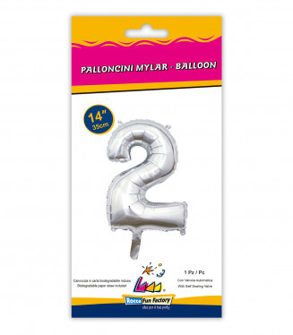 PALLONCINO MYLAR  cm.36 NUMERO ARGENTO 2