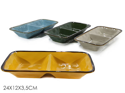 ANTIPASTIERA IN CERAMICA 2 POSTI CM.24x12x3.5 COLOR 515320 GENERAL