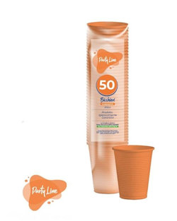 BICCHIERE IN PLASTICA RIUTILIZZABILE 200CC ARANCIO 50PZ PARTY LINE