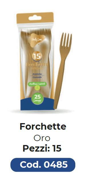 FORCHETTE IN PLASTICA RIUTILIZZABILI CONF.15PZ.ORO PARTY LINE