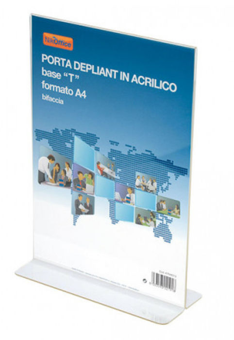 PORTA DEPLIANT DA BANCO BIFACCIALE BASE AD T CM.21x29.7 A4 IN VERTICALE NIKOFFIE