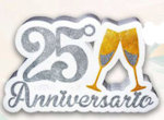 25° ANNIVERSARIO SCRITTA IN POLISITROLO ARGENTO CM.50x36x5 POLISERVICE