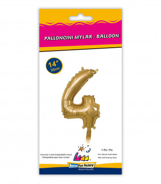 PALLONCINO MYLAR  cm.36 NUMERO ORO 4