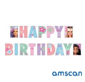 BARBIE SWEET LIFE FESTONE IN CARTONCINO SCRITTA HAPPY BIRTHDAY MT.2 BIGIEMME