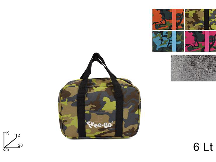 BORSA TERMICA 6 LITRI ORIZONTALE FANTASIA MILITARE CM.19x12x28