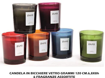 CANDELA PROFUMATA IN VASETTO DI VETRO 120GR. COLOR CM.D.6,8xH8 MERCURY