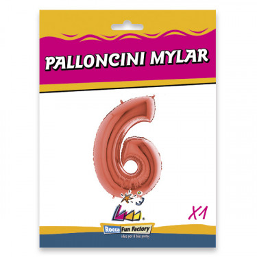 PALLONCINO MYLAR ROSE GOLD NUMERO 6 CM.102 D.40