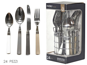 POSATE SERVIZIO 24 PZ. CON CESTINO IN ACCIAIO EVERLY MIX 576659 GENERAL
