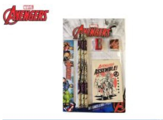 MATITE CON GOMMA RIGHELLO TEMPERAMATITE E AGENDINA AVENGERS KIT SU BLISTER EOLD