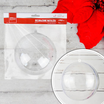 SFERA TRASPARENTE IN PLASTICA APRIBILE CM.15 IMBUSTATA IDEA'S