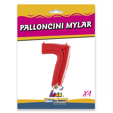PALLONCINO MYLAR ROSSO NUMERO 7 CM.102 D.40