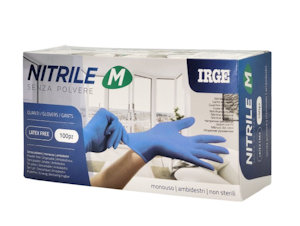 GUANTI MONOUSO IN NITRILE IRGE 100PZ. TAGLIA M BLU