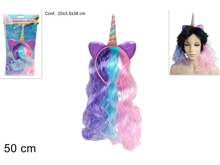 ACCESSORI TESTA CERCHIETTO UNICORNO CON CHIOMA