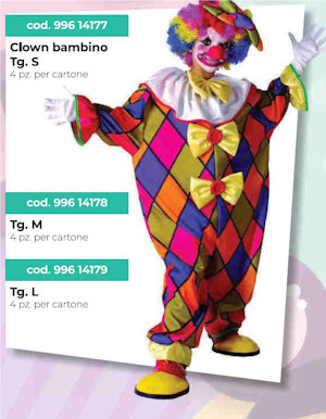 COSTUME CLOWN TAGLIA S 3/4 ANNI
