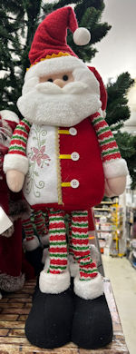PUPAZZO BABBO NATALE CM.75 IN PANNO ROSSO CON STRASS EURONATALE