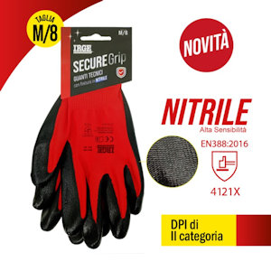 GUANTI MULTIUSO DA LAVORO CON FINITURA IN NITRILE SECUR GRIP TAGLIA M/8 IRGE