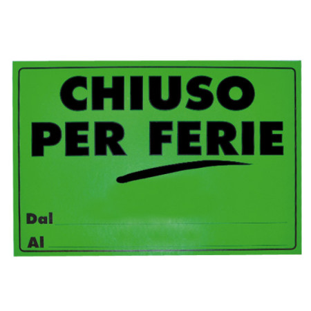 CARTELLO IN CARTONCINO CHIUSO PER FERIE NIKOFFICE PEZZI 25