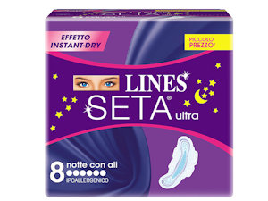 ASSORBENTI LINES SETA ULTRA CON ALI NOTTE CONF.8PZ.