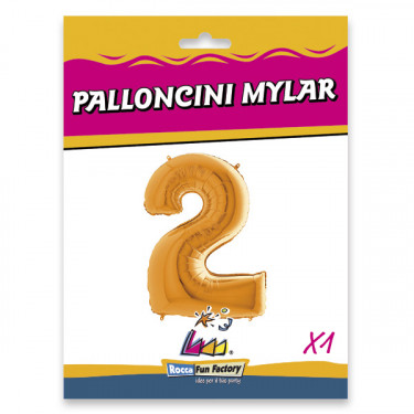 PALLONCINO MYLAR ORO NUMERO 2 CM.102 D.40