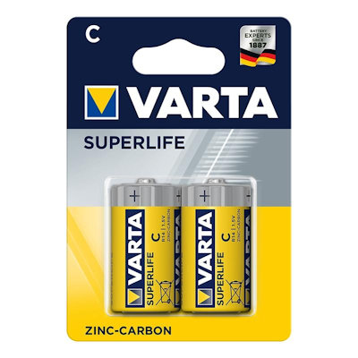 BATTERIA VARTA ZINCO CARBONE MEZZA TORCIA CONF. 2PZ.