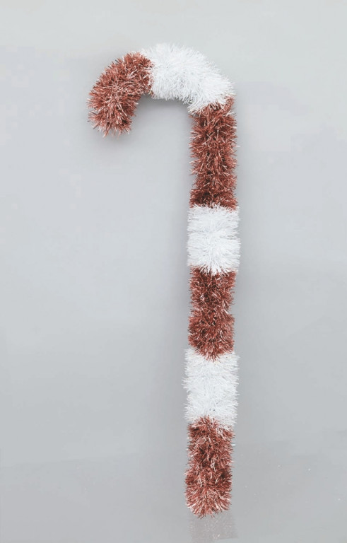 BASTONE IN PVC CM.45 DECORATO CON FILO ROSA METAL E BIANCO AP-48790 EURONATALE
