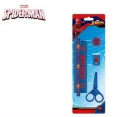 MATITE CON GOMMA RIGHELLO TEMPERAMATITE E FORBICINA SPIDERMAN KIT SU BLISTER EOL