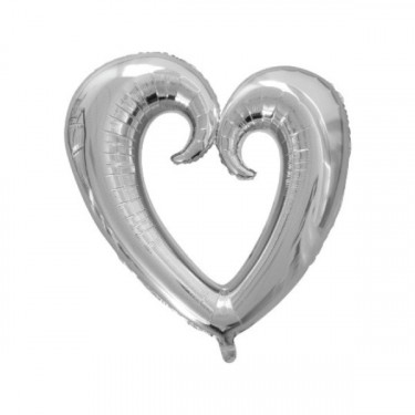 PALLONCINO MYLAR SAGOMA CUORE STILIZZATO ARGENTO 42 POLLICI