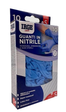 GUANTI MONOUSO IN NITRILE IRGE 10PZ. TAGLIA S BLU