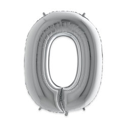 PALLONCINO MYLAR ARGENTO NUMERO 0 CM.102 D.40