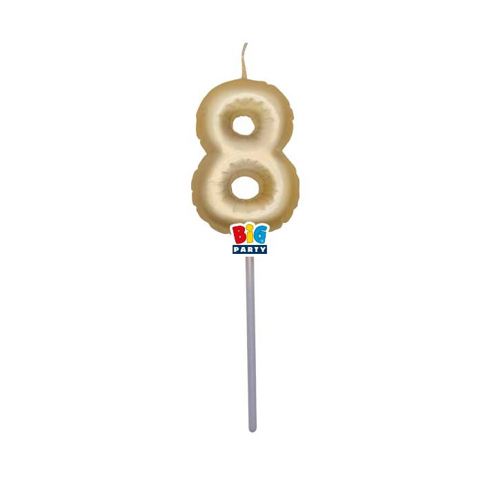 CANDELINA CERA BALLON CM.13 ORO METAL N.8 BIGPARTY