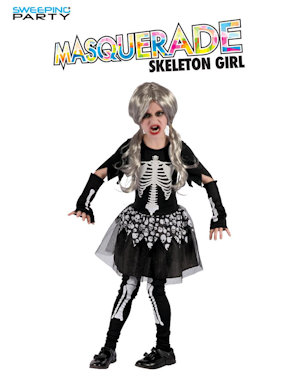 COSTUME SKELETON GIRL 10/12 ANNI TAGLIA M SWEEPING