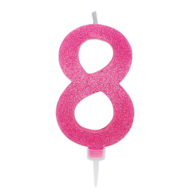 CANDELINA MAX CERA SWEETY CM.15 GLITTER FUCSIA N. 8 BIGPARTY