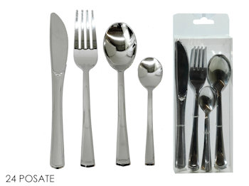 TAOVLA SOLO POSATE IN PLASTICA RIUTILIZZABILE SERVIZIO 24 PZ. ARGENTO 491885 GEN