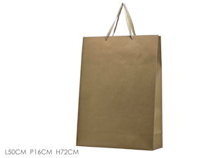 BUSTA CARTA SIMIL ORO KRAFT CM.50x16x72 MANICO IN TESSUTO