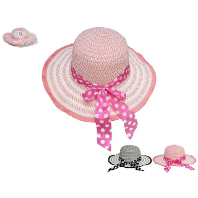 CAPPELLO SOMBRERO DONNA CON FIOCCO DECORO POIS CM.36x11 SPRING GERIMPORT