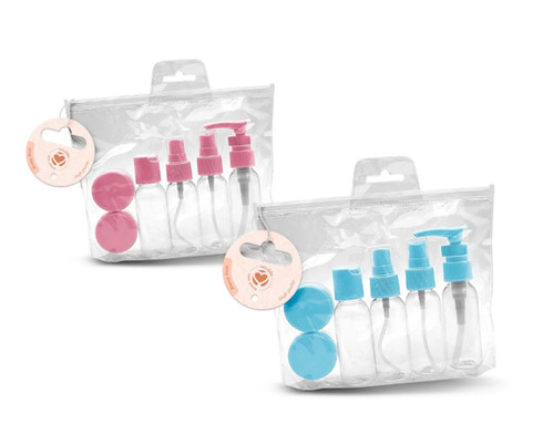 MAKE UP FLACONI DA VIAGGIO KIT 6PZ CON DOSATORE SETABLU