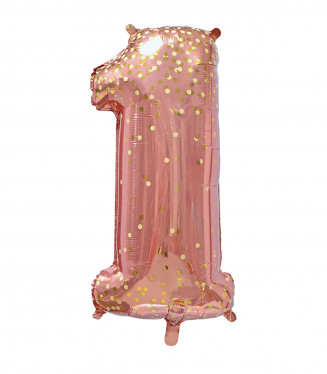 PALLONCINO MYLAR ROSE GOLD CORIANDOLI NUMERO 1 CM.102 D.40