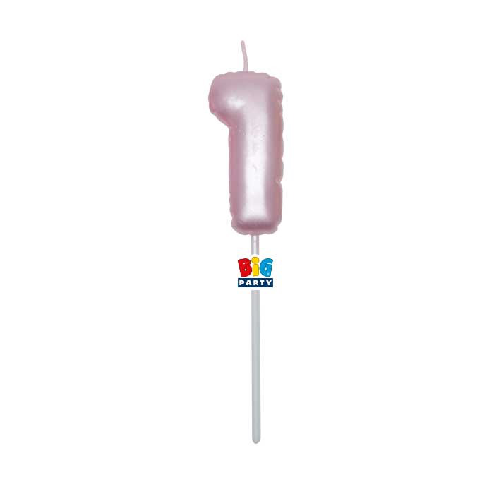 CANDELINA CERA BALLON CM.13 ROSA PERLA N.1 BIGPARTY