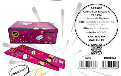 PETARDO SCINTILLE ORO CANDELINA MAGICA 17CM CONF.10PZ. ART.603