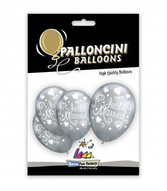 PALLONCINI 12 POLLICI TITANIO CM.32 CONF.5PZ. JUST MARRIE ARGENTO