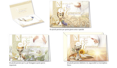 BIGLIETTI COMUNIONE PORTASOLDI CALICE CON FIORI CO.8910 pezzi 12
