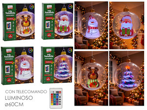 PALLA IN PVC GONFIABILE CM.D.60 TRASP. CON PERSONAGGIO CON LUCI E TELECOMANDO GE