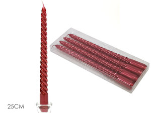 CANDELA CLASSICA TORCIGLIONI CM.25 ROSSA CONF. DA 4PZ 411663 GENERAL